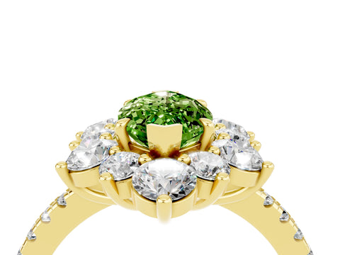 Yellow gold Marquise Cut Cut Diamond Floral Halo Pave Band with Prong Setting_4