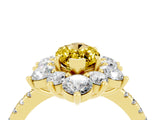 Yellow gold Marquise Cut Cut Diamond Floral Halo Pave Band with Prong Setting_4