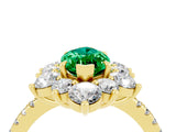 Yellow gold Marquise Cut Cut Diamond Floral Halo Pave Band with Prong Setting_4