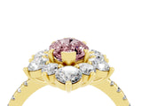 Yellow gold Marquise Cut Cut Diamond Floral Halo Pave Band with Prong Setting_4