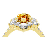 Yellow gold Marquise Cut Cut Diamond Floral Halo Pave Band with Prong Setting_4