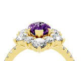 Yellow gold Marquise Cut Cut Diamond Floral Halo Pave Band with Prong Setting_4