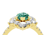 Yellow gold Marquise Cut Cut Diamond Floral Halo Pave Band with Prong Setting_4