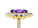Yellow gold Marquise Cut Cut Diamond Floral Halo Pave Band with Prong Setting_5