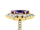 Yellow gold Marquise Cut Cut Diamond Floral Halo Pave Band with Prong Setting_5