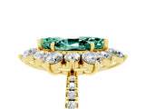 Yellow gold Marquise Cut Cut Diamond Floral Halo Pave Band with Prong Setting_5