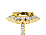 Yellow gold Marquise Cut Cut Diamond Floral Halo Pave Band with Prong Setting_5