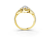 Yellow gold Marquise Cut Cut Diamond Halo Engagement Ring with Open Split Pavé Band_12