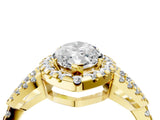 Yellow gold Marquise Cut Cut Diamond Halo Engagement Ring with Open Split Pavé Band_13