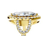 Yellow gold Marquise Cut Cut Diamond Halo Engagement Ring with Open Split Pavé Band_14