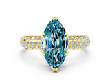 Yellow gold Marquise Cut Cut Diamond Milgrain Marquise Band with Prong Setting