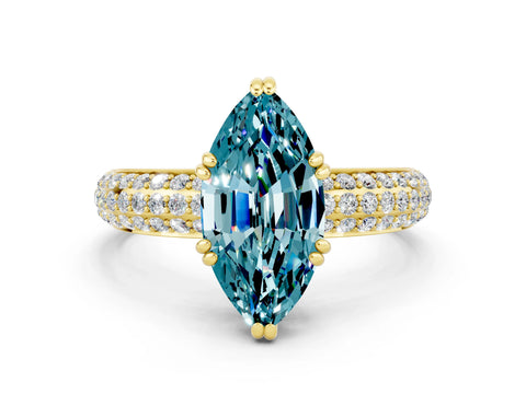 Yellow gold Marquise Cut Cut Diamond Milgrain Marquise Band with Prong Setting