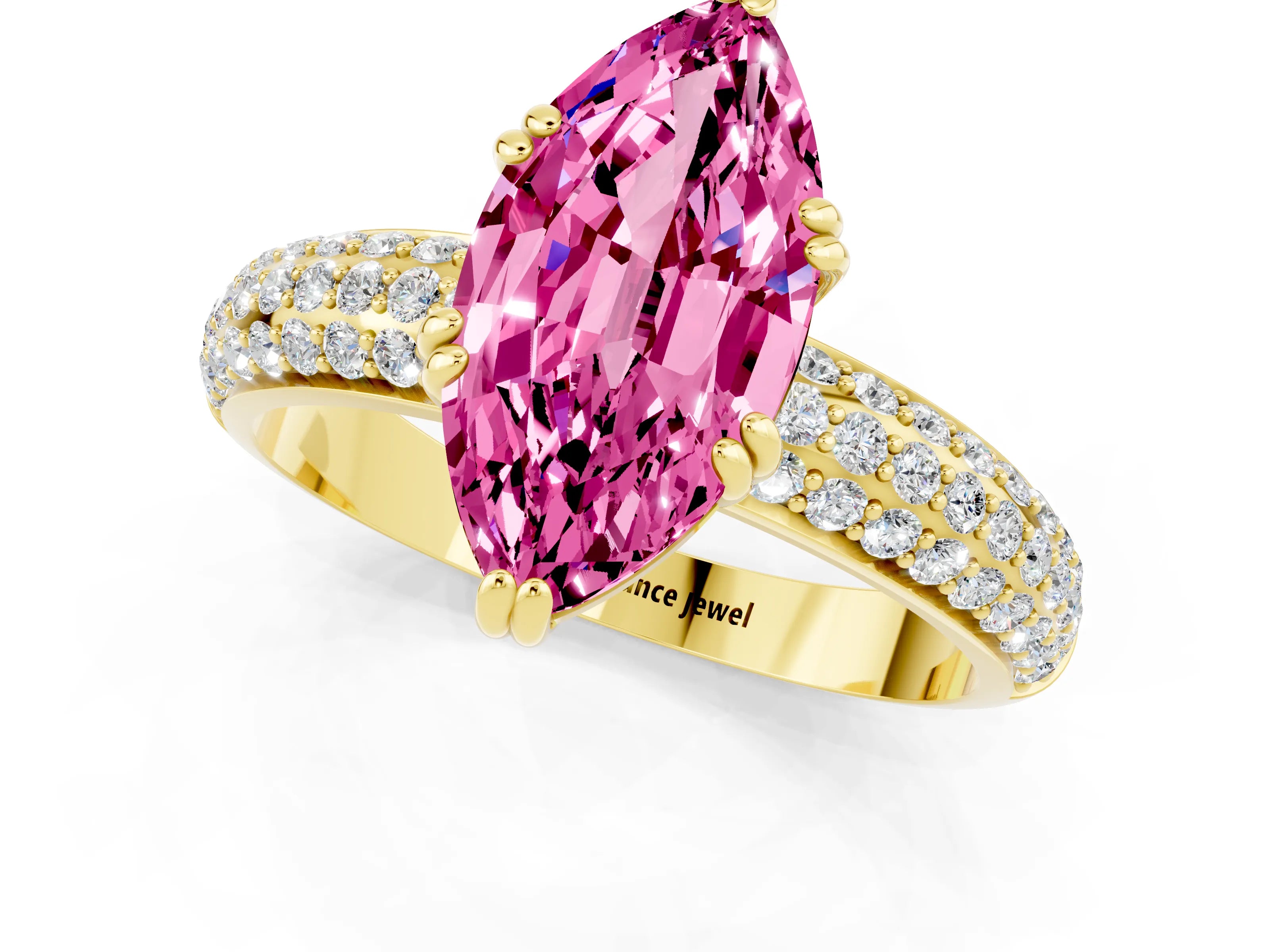 Yellow gold Marquise Cut Cut Diamond Milgrain Marquise Band with Prong Setting_1