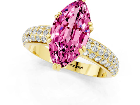 Yellow gold Marquise Cut Cut Diamond Milgrain Marquise Band with Prong Setting_1