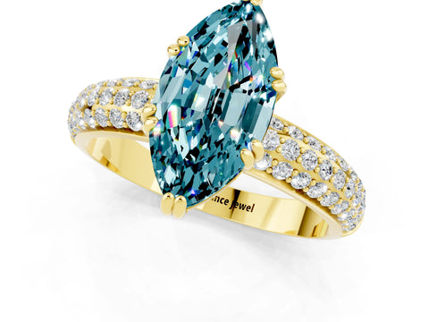 Yellow gold Marquise Cut Cut Diamond Milgrain Marquise Band with Prong Setting_1
