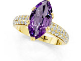 Yellow gold Marquise Cut Cut Diamond Milgrain Marquise Band with Prong Setting_1