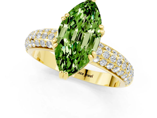Yellow gold Marquise Cut Cut Diamond Milgrain Marquise Band with Prong Setting