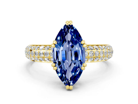 Yellow gold Marquise Cut Cut Diamond Milgrain Marquise Band with Prong Setting