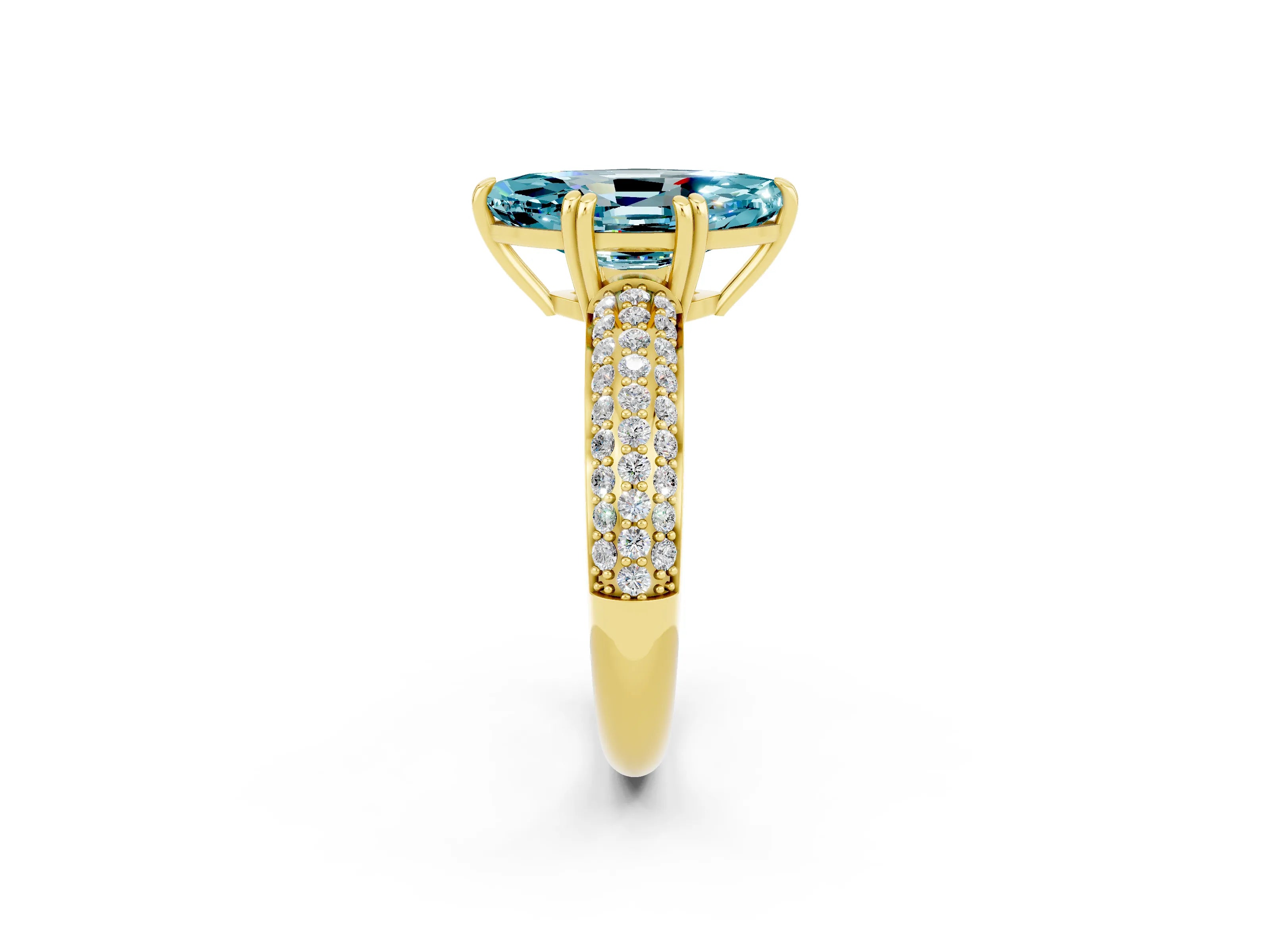 Yellow gold Marquise Cut Cut Diamond Milgrain Marquise Band with Prong Setting_2