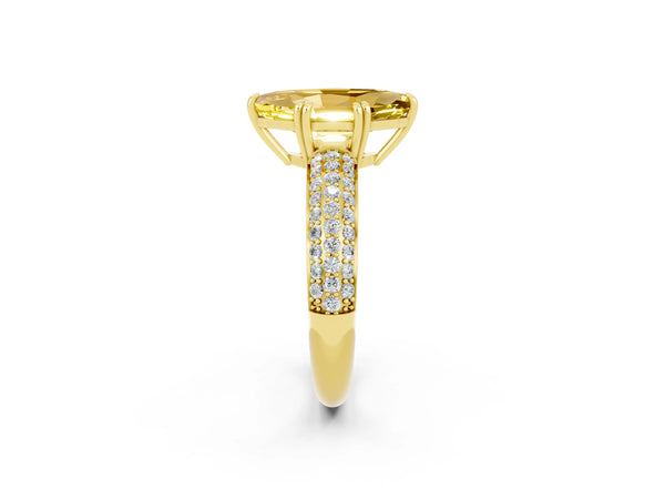 Yellow gold Marquise Cut Yellow Sapphire Vintage Milgrain Ring with Round  Stations
