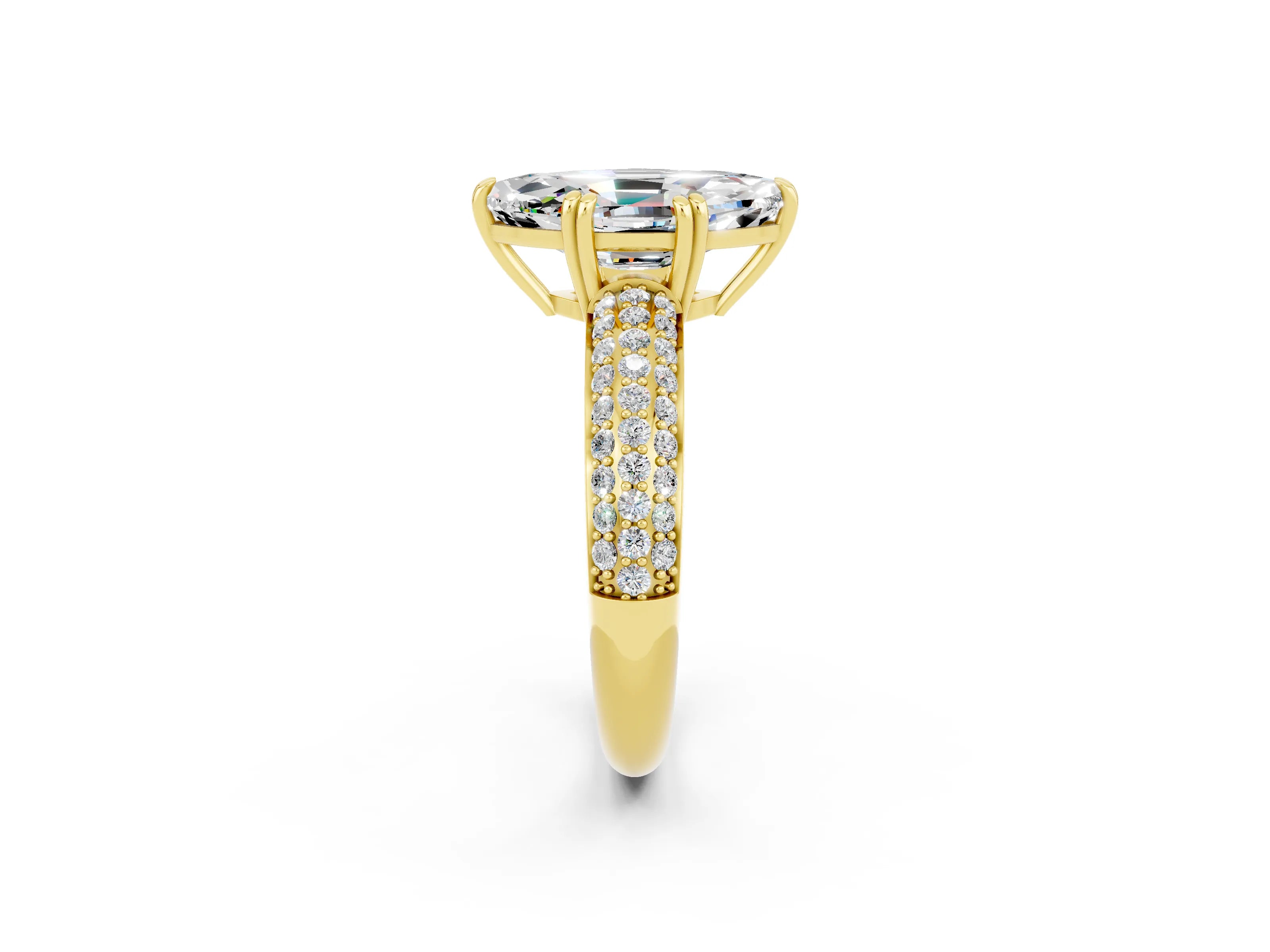 Yellow gold Marquise Cut Cut Diamond Milgrain Marquise Band with Prong Setting_2