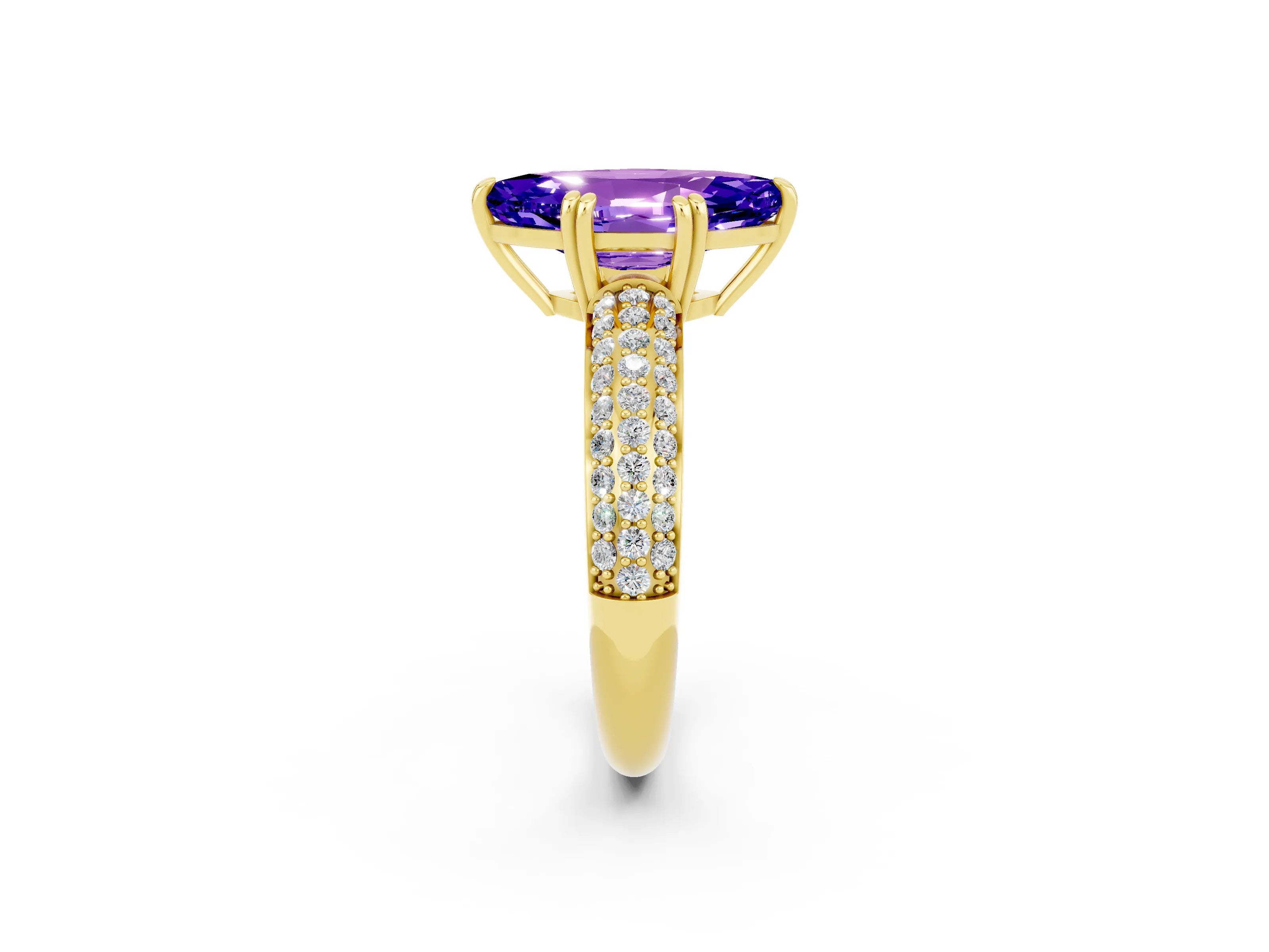 Yellow gold Marquise Cut Cut Diamond Milgrain Marquise Band with Prong Setting_2