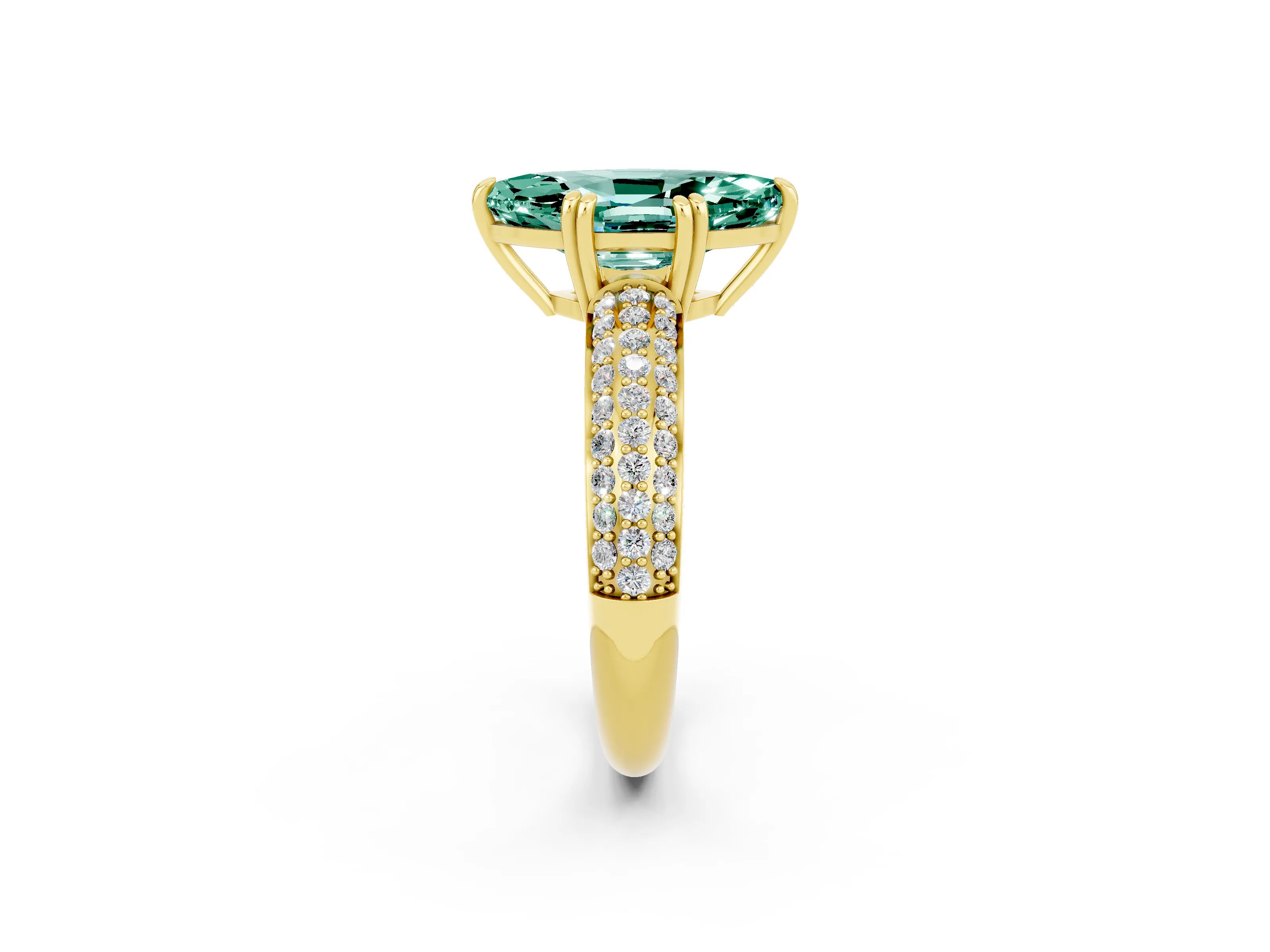 Yellow gold Marquise Cut Cut Diamond Milgrain Marquise Band with Prong Setting_2