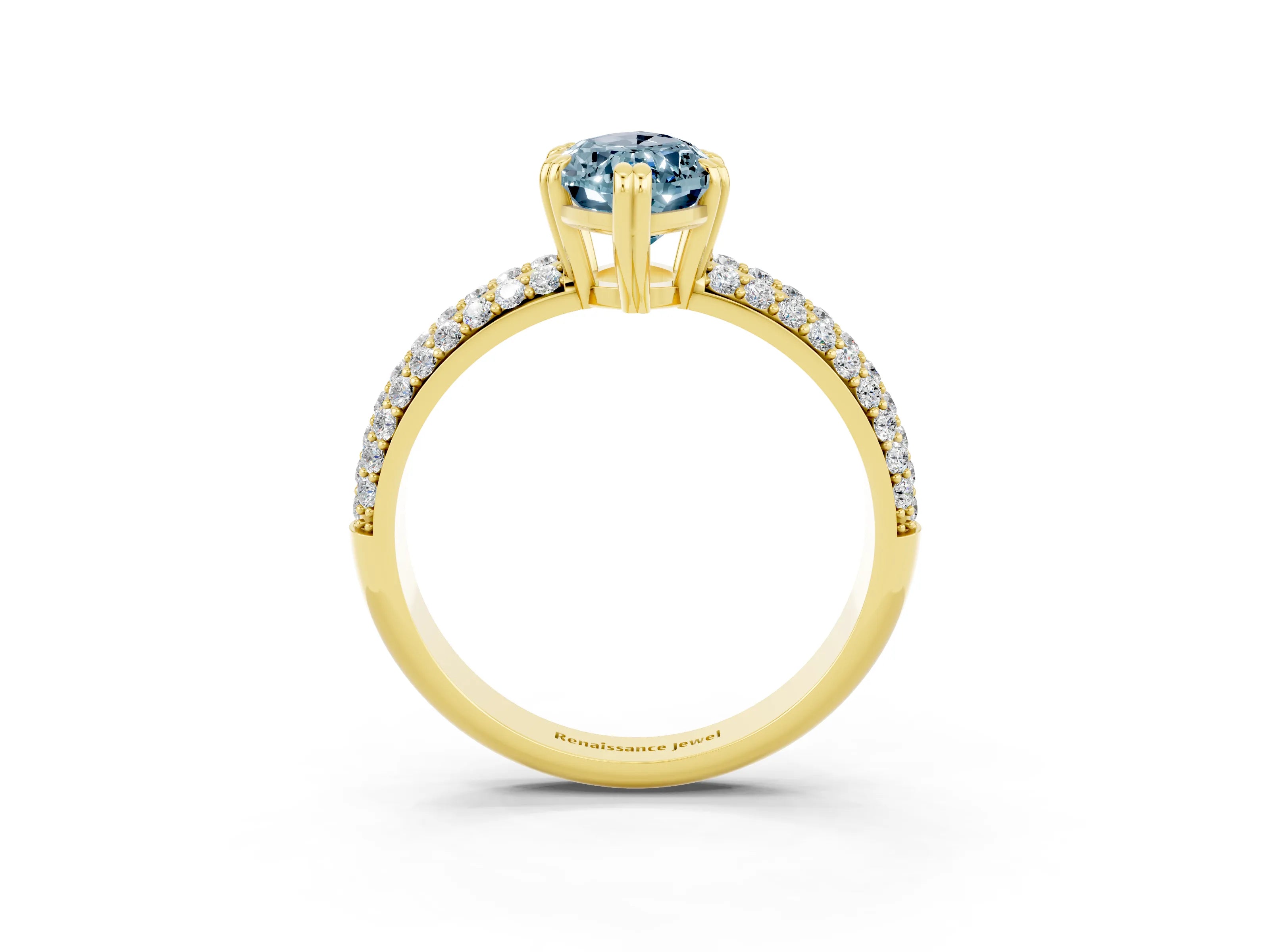 Yellow gold Marquise Cut Cut Diamond Milgrain Marquise Band with Prong Setting_3