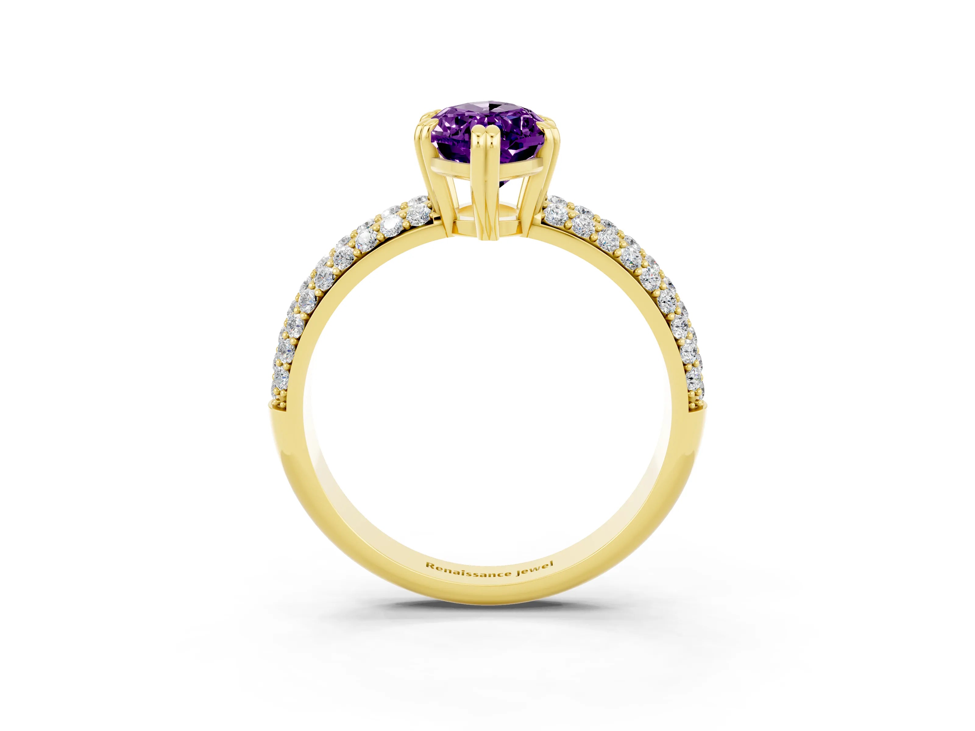 Yellow gold Marquise Cut Cut Diamond Milgrain Marquise Band with Prong Setting_3