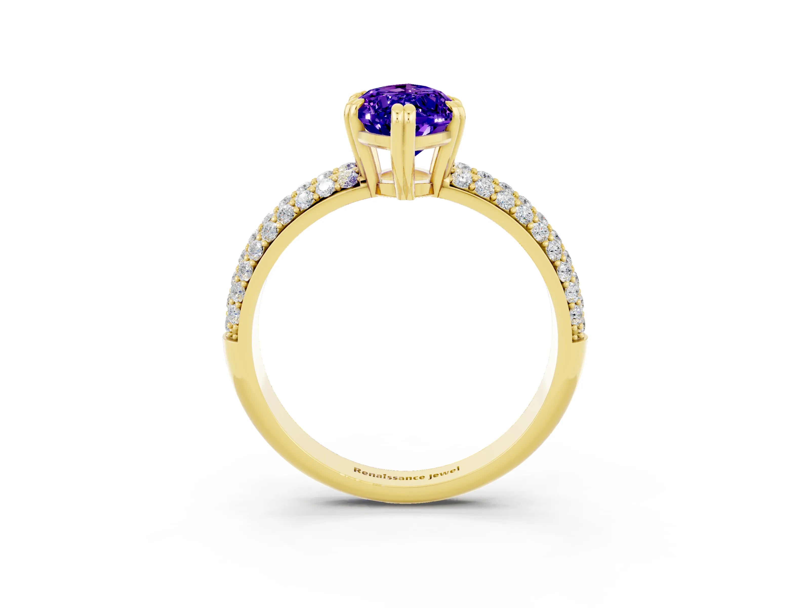 Yellow gold Marquise Cut Cut Diamond Milgrain Marquise Band with Prong Setting_3