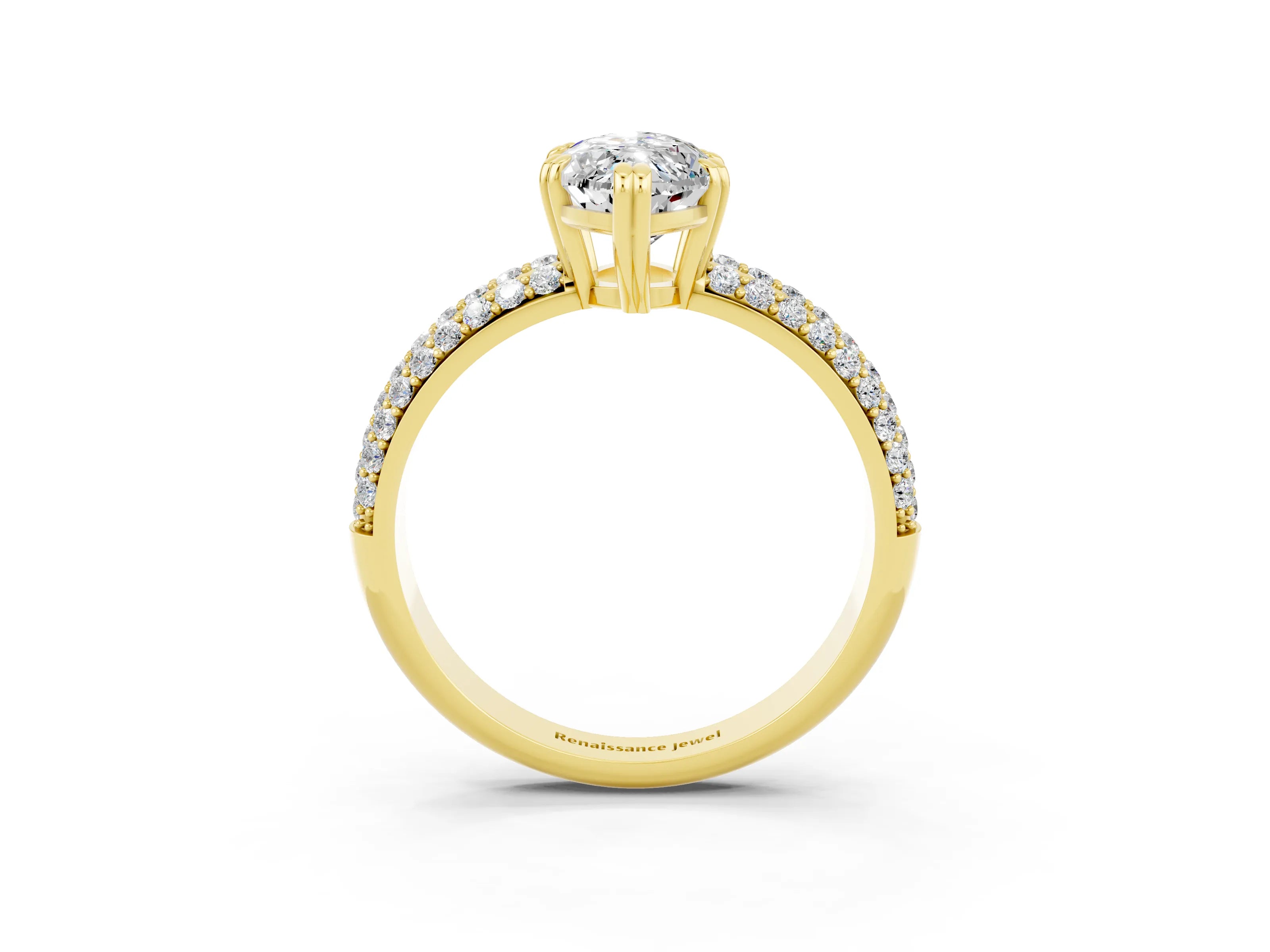 Yellow gold Marquise Cut Cut Diamond Milgrain Marquise Band with Prong Setting_3