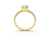 Yellow gold Marquise Cut Cut Diamond Milgrain Marquise Band with Prong Setting_3