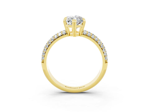 Yellow gold Marquise Cut Cut Diamond Milgrain Marquise Band with Prong Setting_3