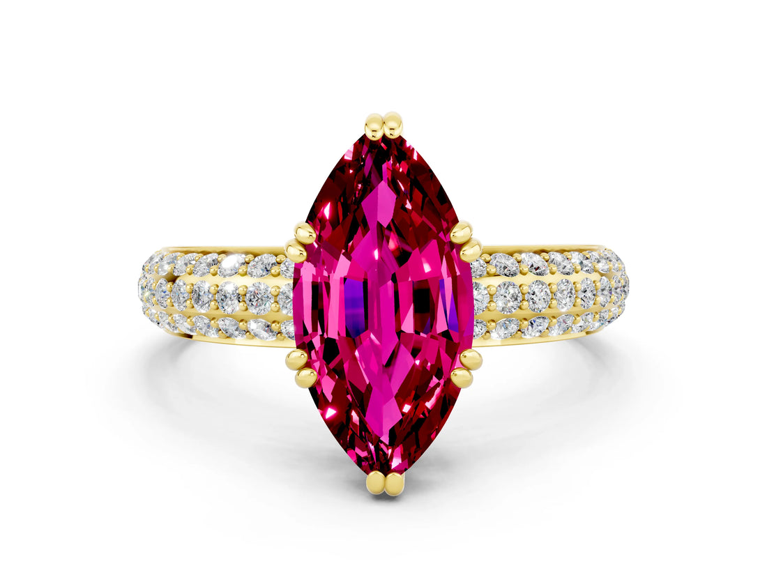 Yellow gold Marquise Cut Cut Diamond Milgrain Marquise Band with Prong Setting