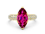 Yellow gold Marquise Cut Cut Diamond Milgrain Marquise Band with Prong Setting