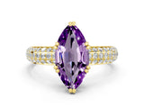 Yellow gold Marquise Cut Cut Diamond Milgrain Marquise Band with Prong Setting
