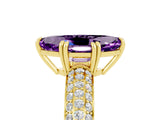 Yellow gold Marquise Cut Cut Diamond Milgrain Marquise Band with Prong Setting_5