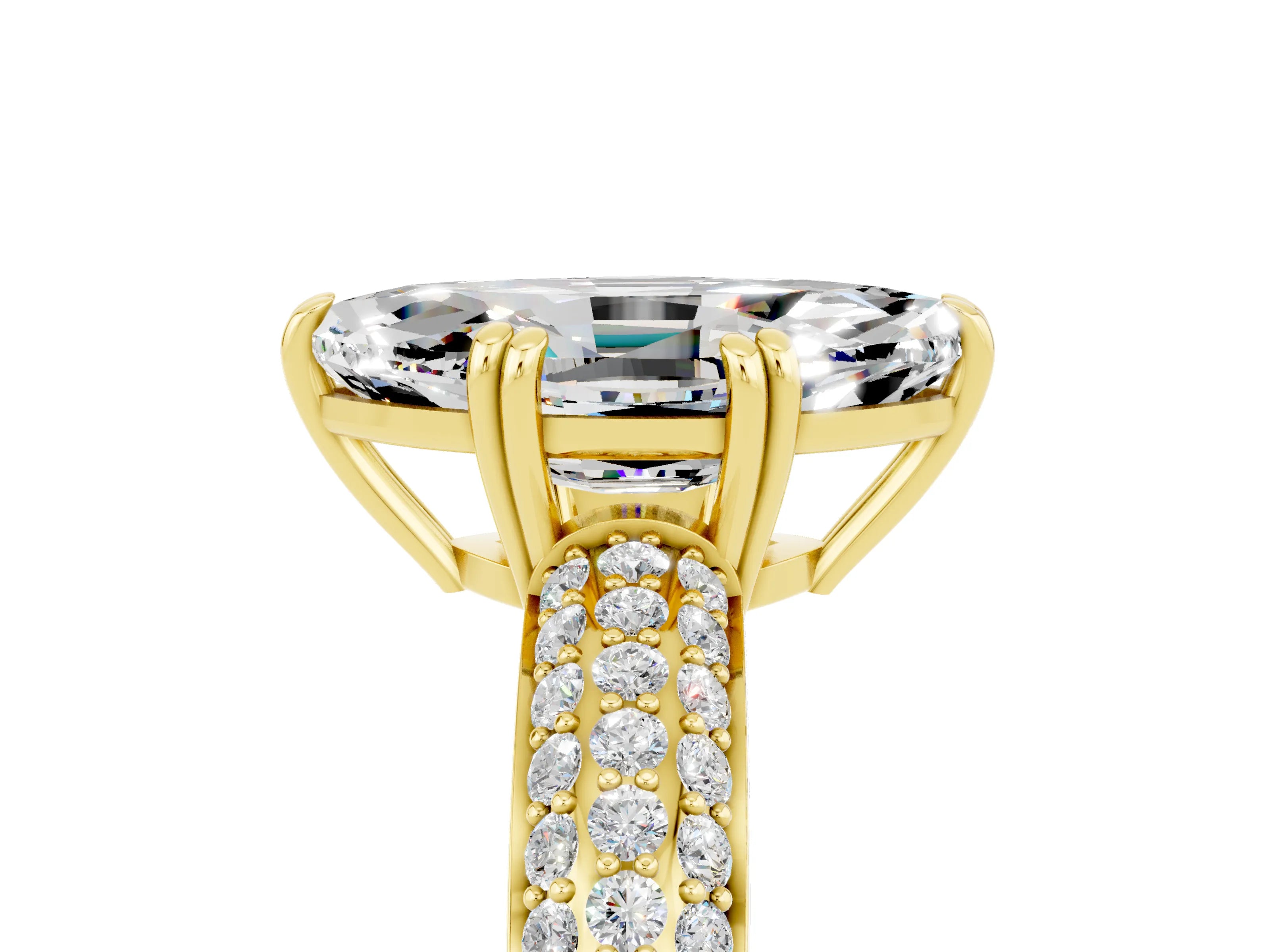 Yellow gold Marquise Cut Cut Diamond Milgrain Marquise Band with Prong Setting_5