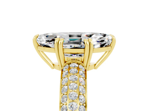 Yellow gold Marquise Cut Cut Diamond Milgrain Marquise Band with Prong Setting_5