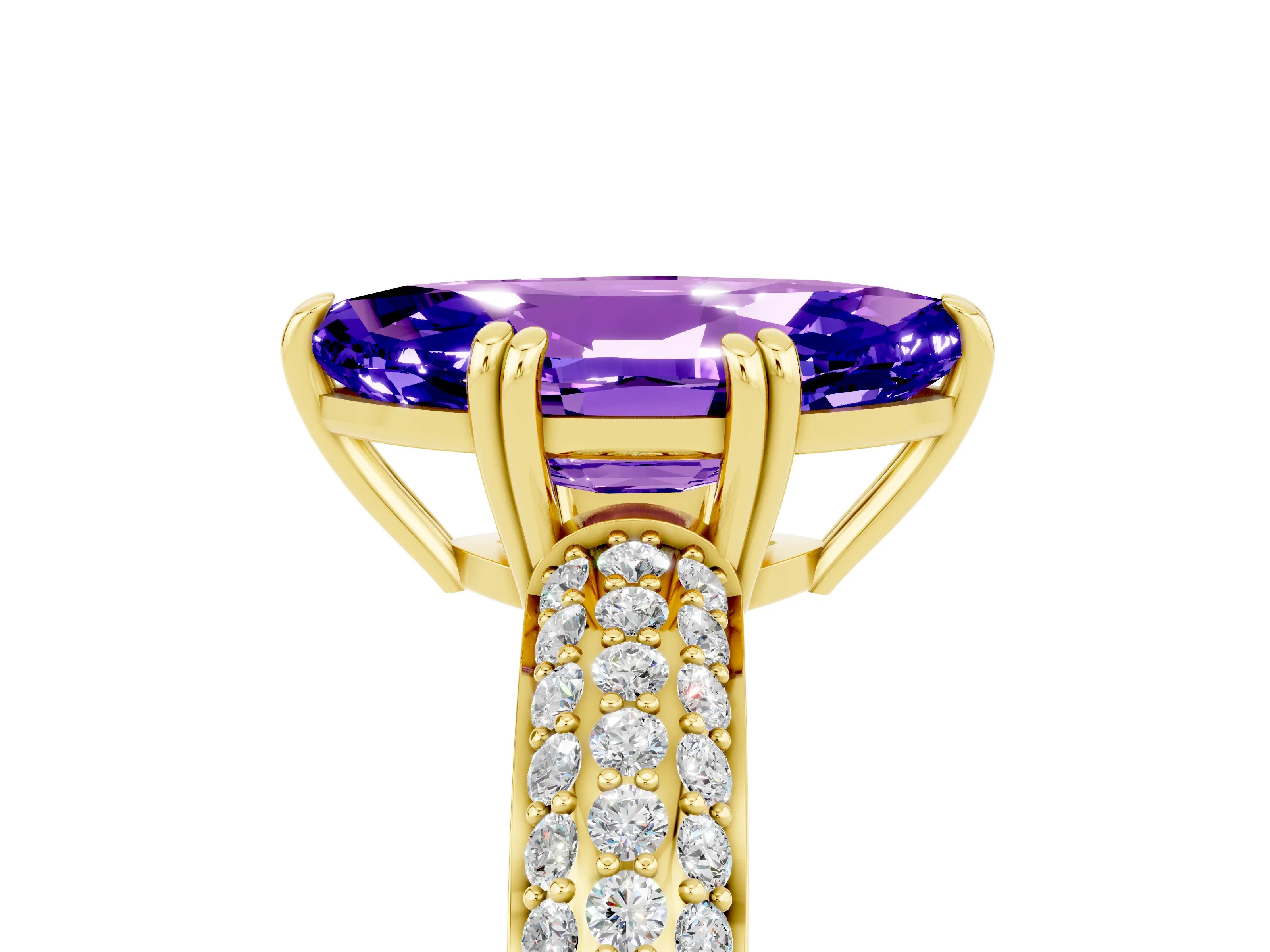 Yellow gold Marquise Cut Cut Diamond Milgrain Marquise Band with Prong Setting_5