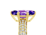 Yellow gold Marquise Cut Cut Diamond Milgrain Marquise Band with Prong Setting_5