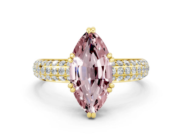 Yellow gold Marquise Cut Cut Diamond Milgrain Marquise Band with Prong Setting