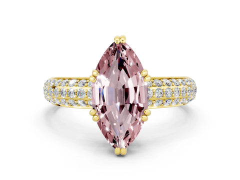 Yellow gold Marquise Cut Cut Diamond Milgrain Marquise Band with Prong Setting
