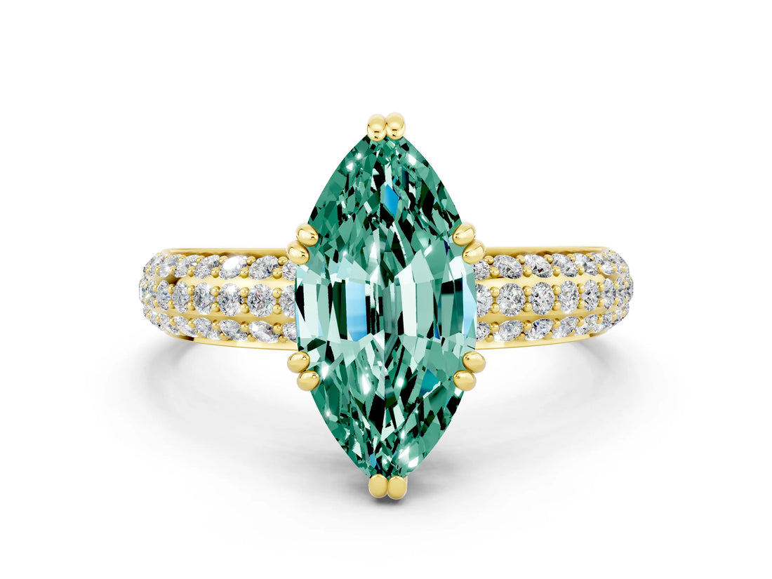 Yellow gold Marquise Cut Cut Diamond Milgrain Marquise Band with Prong Setting
