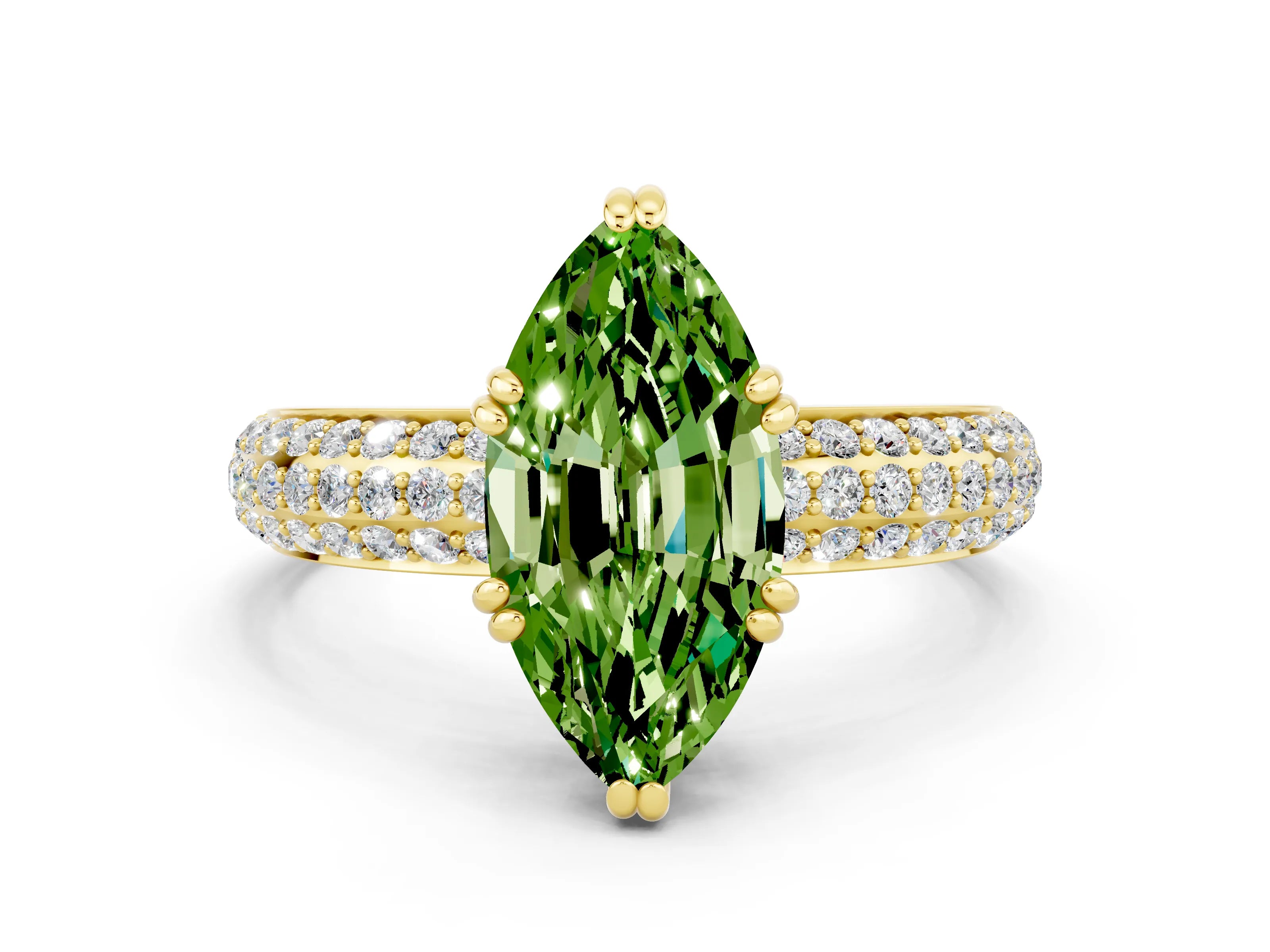 Yellow gold Marquise Cut Cut Diamond Milgrain Marquise Band with Prong Setting