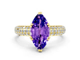 Yellow gold Marquise Cut Cut Diamond Milgrain Marquise Band with Prong Setting