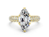 Yellow gold Marquise Cut Cut Diamond Milgrain Marquise Band with Prong Setting