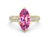 Yellow gold Marquise Cut Cut Diamond Milgrain Marquise Band with Prong Setting