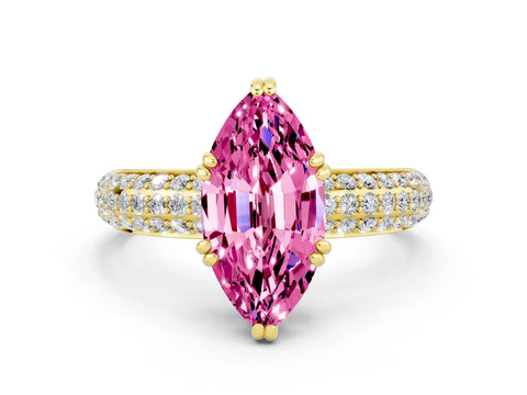 Yellow gold Marquise Cut Cut Diamond Milgrain Marquise Band with Prong Setting
