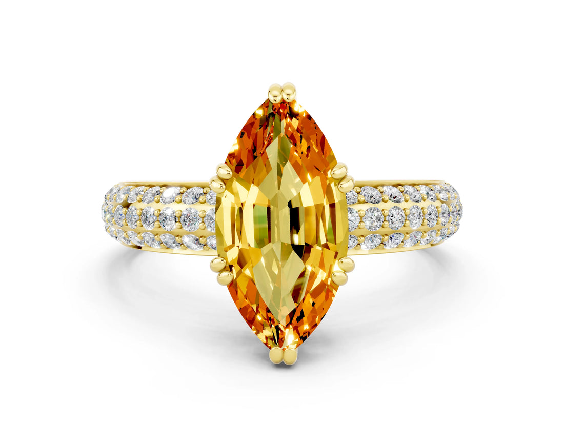 Yellow gold Marquise Cut Cut Diamond Milgrain Marquise Band with Prong Setting